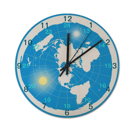 Accurate Silent Non Ticking Battery Operated Wooden Decorative Wall Clock for Office Living Room Bedroom 15inch Flat Earth Round Wooden Wall Clock