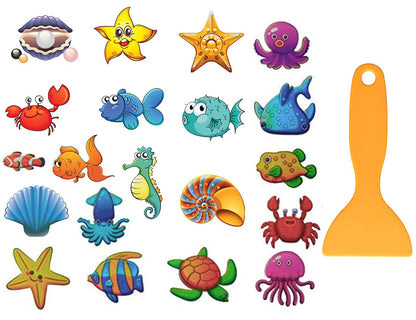 20pcs Anti Shower Stickers Marine Creatures Stickers Bathtub Dress up Baby Shower Decals Adhesive Appliques for Refrigerators, Windows, Bathtub and Smooth Surfaces Decoration