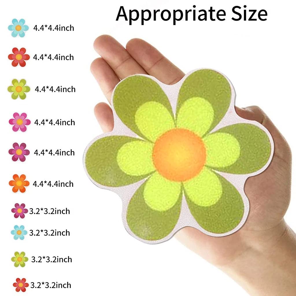 20pcs Anti Shower Stickers Colorful Flower Stickers Bathtub Dress up Baby Shower Decals Adhesive Appliques for Refrigerators, Windows, Bathtub and Smooth Surfaces Decoration