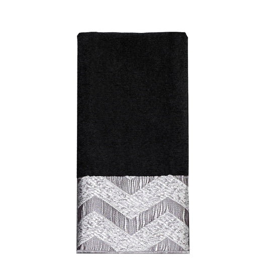 Chevron axy  Fingertip Towel, Black