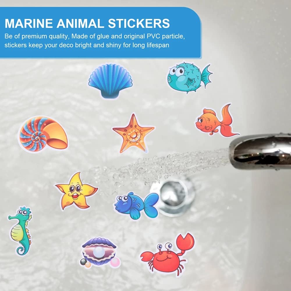 20pcs Anti Shower Stickers Marine Creatures Stickers Bathtub Dress up Baby Shower Decals Adhesive Appliques for Refrigerators, Windows, Bathtub and Smooth Surfaces Decoration