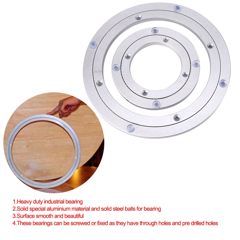 Heavy Duty Aluminium Alloy Rotating Round Circular Plate Turntable Bea Dining Table Rotating Plate for Restaurant Cake Decorations TV Rack(4Inch)