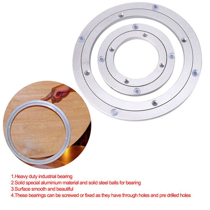 Heavy Duty Aluminium Alloy Rotating Round Circular Plate Turntable Bea Dining Table Rotating Plate for Restaurant Cake Decorations TV Rack(4Inch)