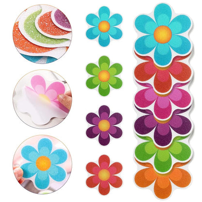 20pcs Anti Shower Stickers Colorful Flower Stickers Bathtub Dress up Baby Shower Decals Adhesive Appliques for Refrigerators, Windows, Bathtub and Smooth Surfaces Decoration