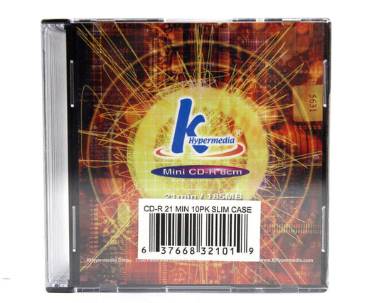 (10-Pack) K Hypermedia Compact Mini CD-R 21min / 185MB 8cm/80mm CDR's Recordable CD