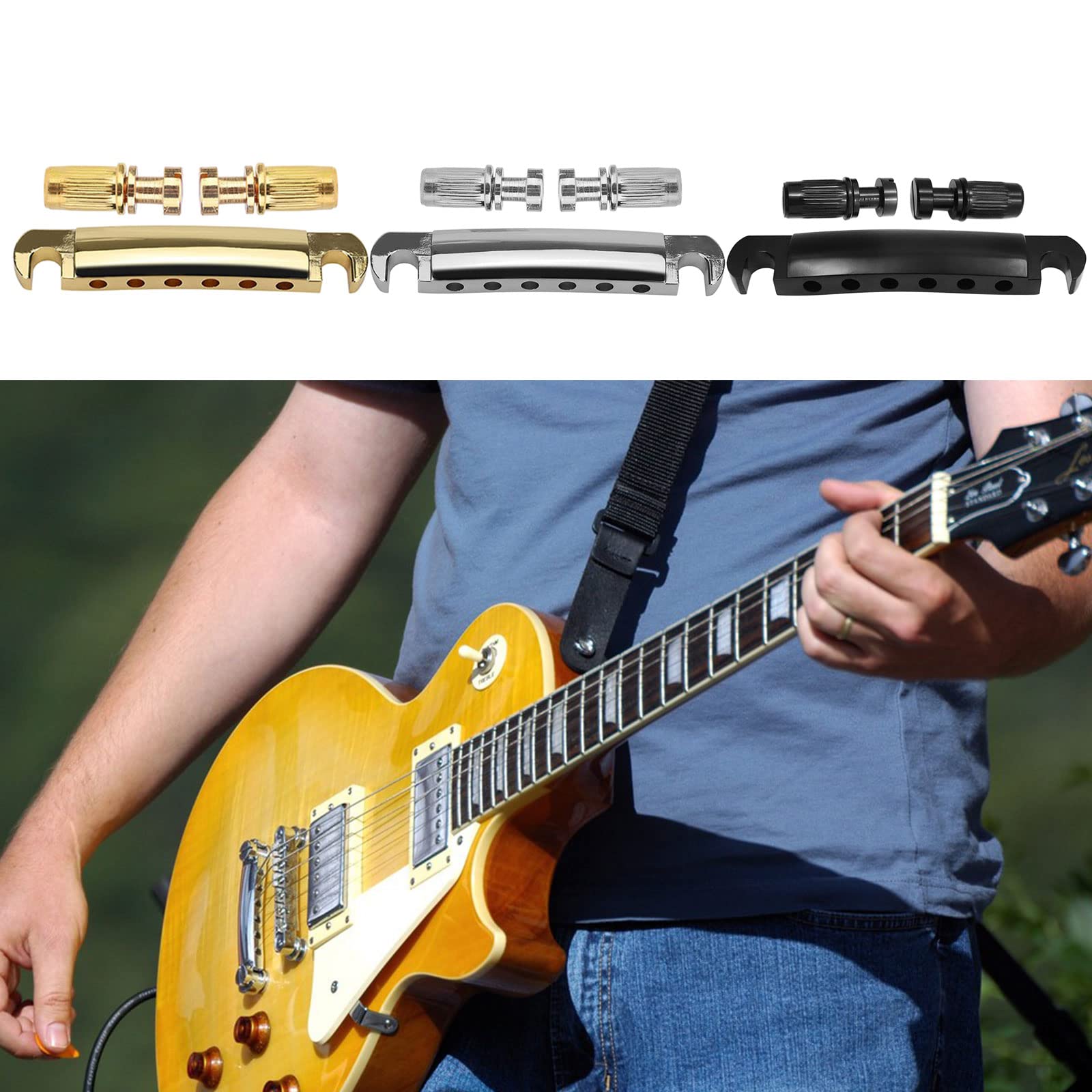 1 Set of Three Color Optional Electric Guitar Parts s Tune O-Matic Style Guitar Stop Bars Tailpiece Stop Bars Tune O-Matic Bridge Tailpiece Guitar Stop Tailpiece Guitar Bridge