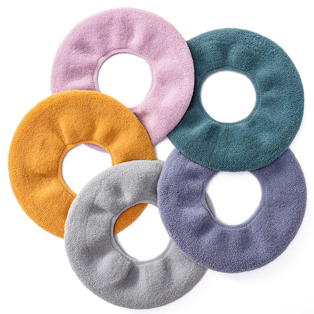 5 Pcs er Bathroom Soft Tet Seat Cover Pad-Warmer Tet Seat Cushion Cover Stretchable Washable Fiber Cloth, Comfortable 5 Random Color)