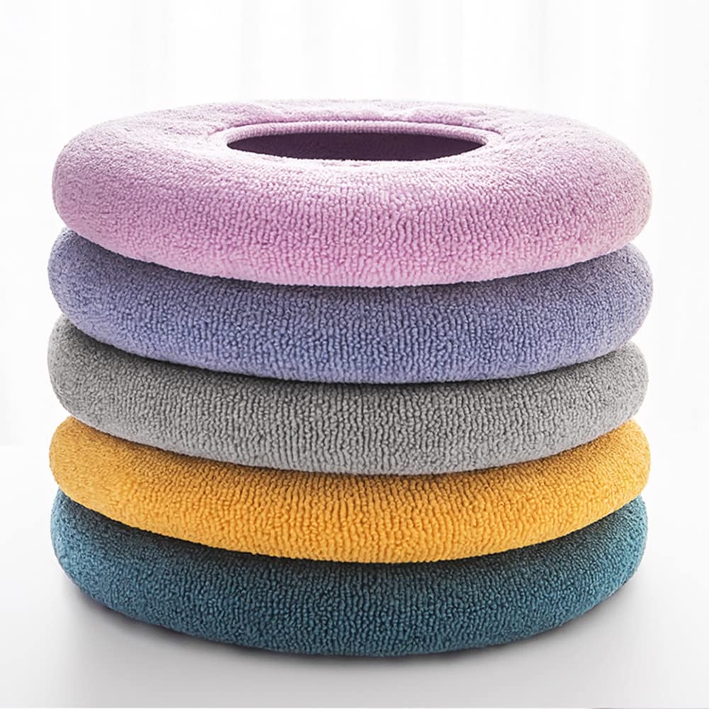 5 Pcs Thicker Bathroom Soft Toilet Seat Cover Pad-Warmer Toilet Seat Cushion Cover Stretchable Washable Fiber Cloth, Comfortable