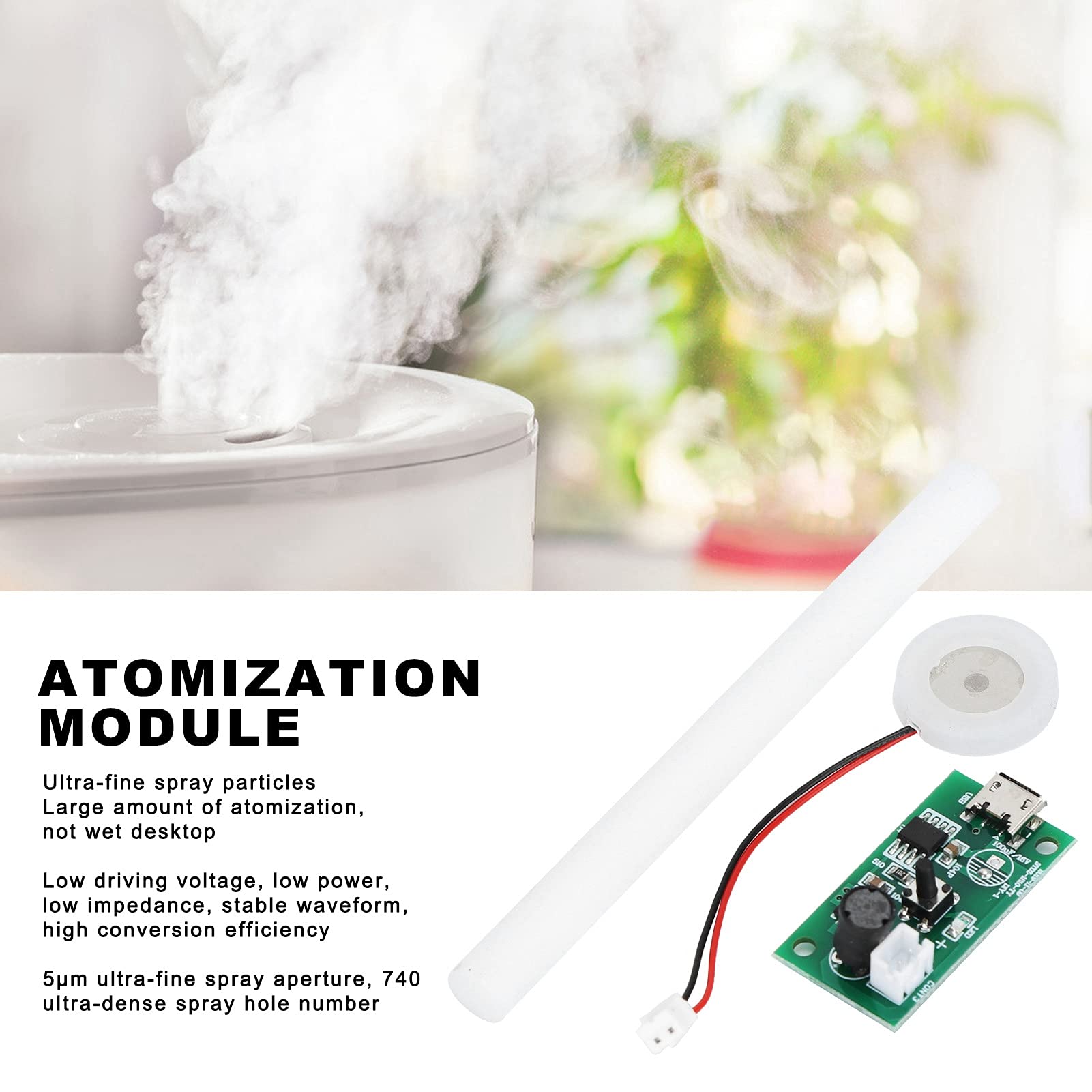 5V Mini USB Humidifier, DIY Kit Atomization Disc, USB Mist Maker Atomization Plate with Timing Switch Control, Circuit Board Driver Electronic Accessories for Home Office