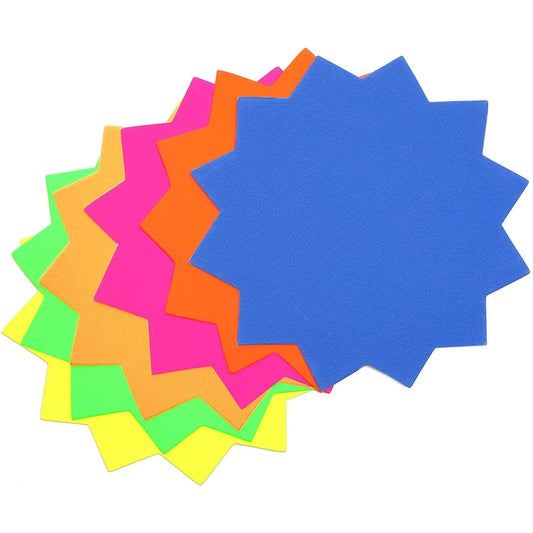 120 Pack Blank Starburst Signs for Retail Sales, Office Supplies, Poster Boards, 6 Colors (4 x 4 In)