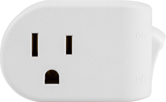 GE Grounded Power tch, Outlet Extender, 3-Prong, Easy to Install, for Indoor Lights and Small Appliances, Energy Efficient Adapter, Space Saving Design, UL Listed, White, 25511