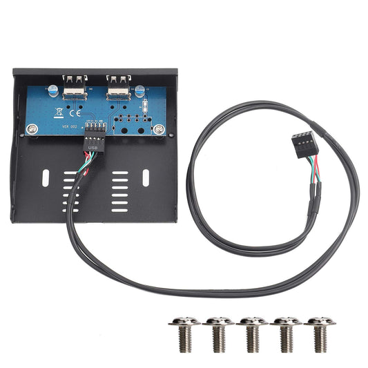 3.5 Inch USB 2.0 Floppy Drive Front Panel 2 Port 9-pin Tinned Copper Wire Floppy Drive Front Panel Suitable for Desk Top Host