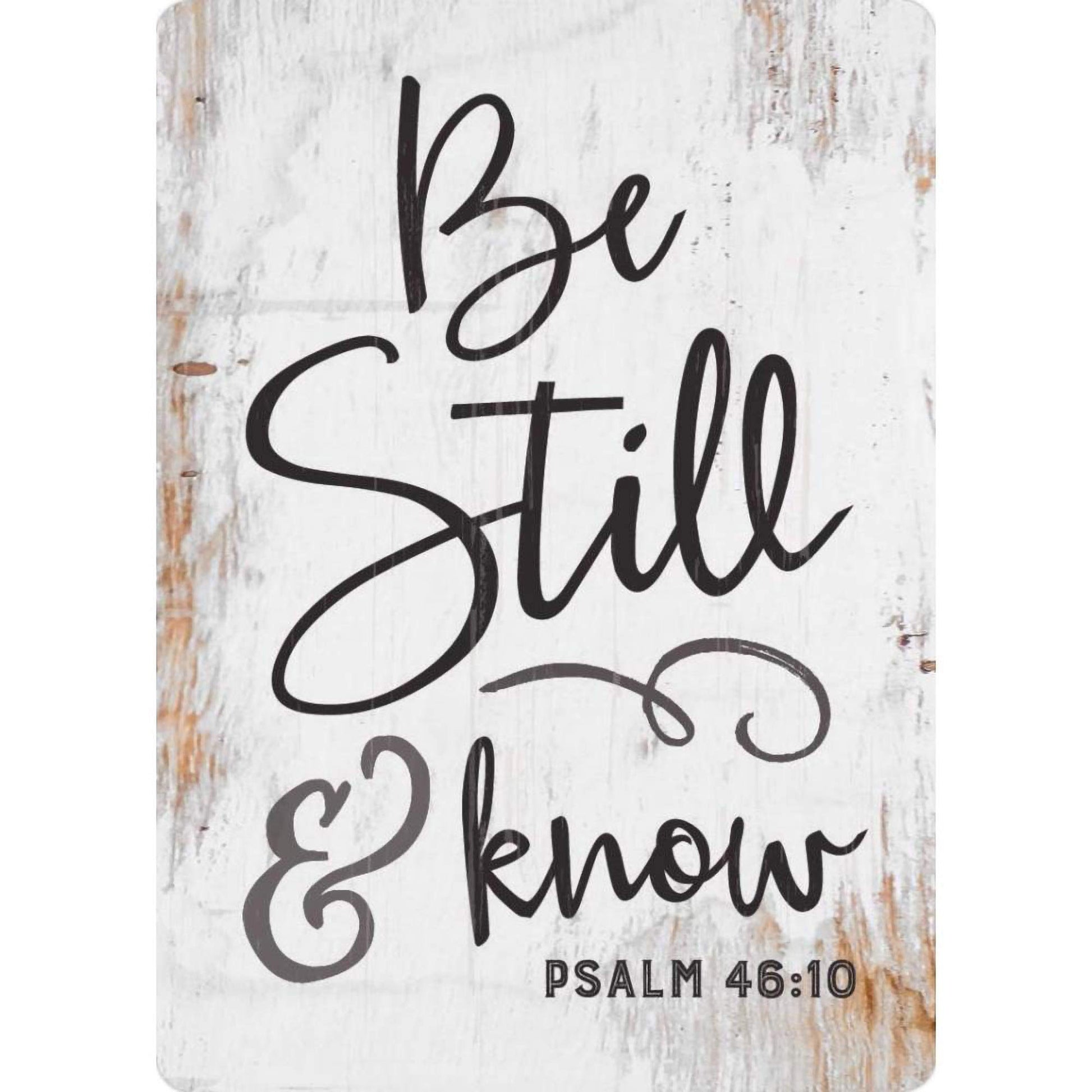 Be Still and Know Scripture Whitewashed Cream 3.5 x 2.5 Wood Refrigerator Magnet