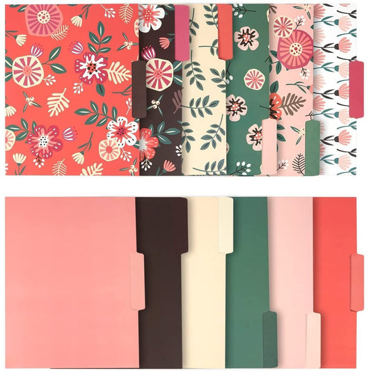 12 Pack Decorative Flower File Folders with 1/3 Cut Tab, Pretty Letter Size 3-Tab Floral Office Supplies (9.5 x 11.5 in)