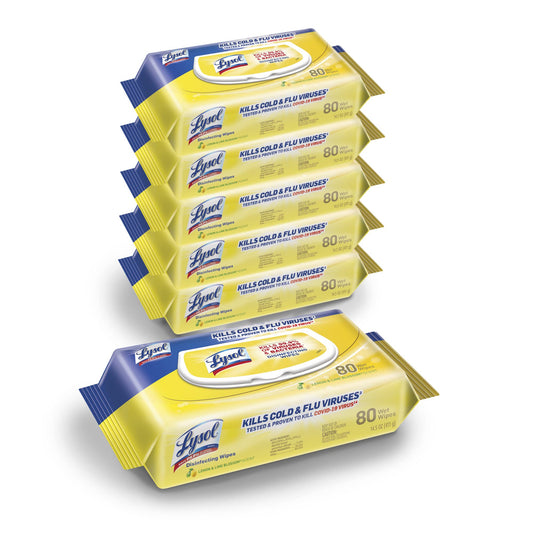 Disinfecting Wipes, Lemon And Lime Blossom, 7" x 8", 17.7 Oz, 80 Wipes Per Flat Pack, Carton Of 6 Flat Packs