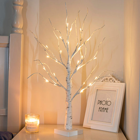 Valentine Tree Valentines Day Decor, Easter Tree Battery Powered Timer, Lighted Birch Tree with LED Lights, Artificial Tree Lamp for Christmas Decor (2FT Warm White)