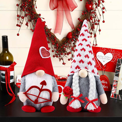 2pcs Valentine Gnomes Pl h, Valentines Day Decorations Valentines Decor for Table, Scandinavian Tomte Elf Gnomes Valentines Day Gifts for Her Him