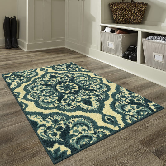 Vivian Medallion Kitchen Rugs Non Skid Accent Area Carpet [Made in A], 2'6 x 3'10, Teal