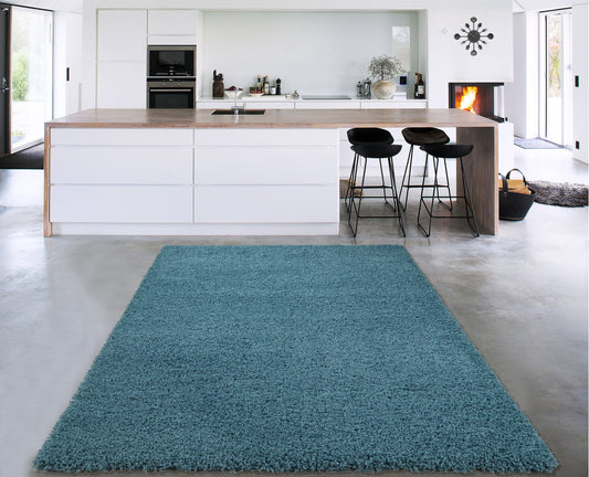 Cozy Shag Collection Turquoise Blue Solid Shag Rug (3'3"X4'7") Contemporary Living and Bedroom Soft Shag Area Rug