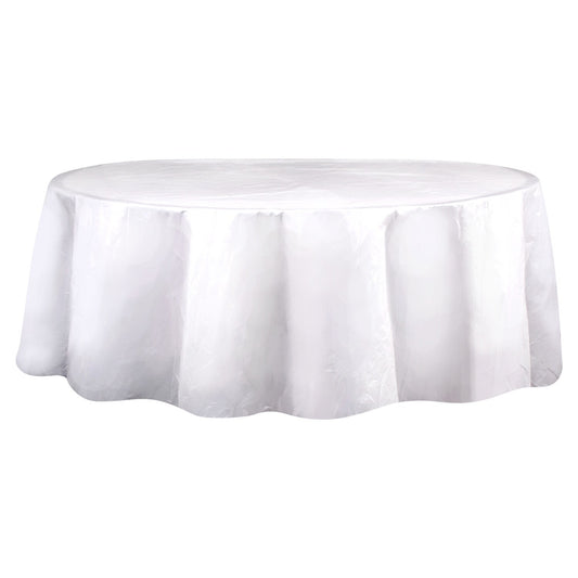 Round White Plastic Table Covers, 84 in. (Pack of 2)