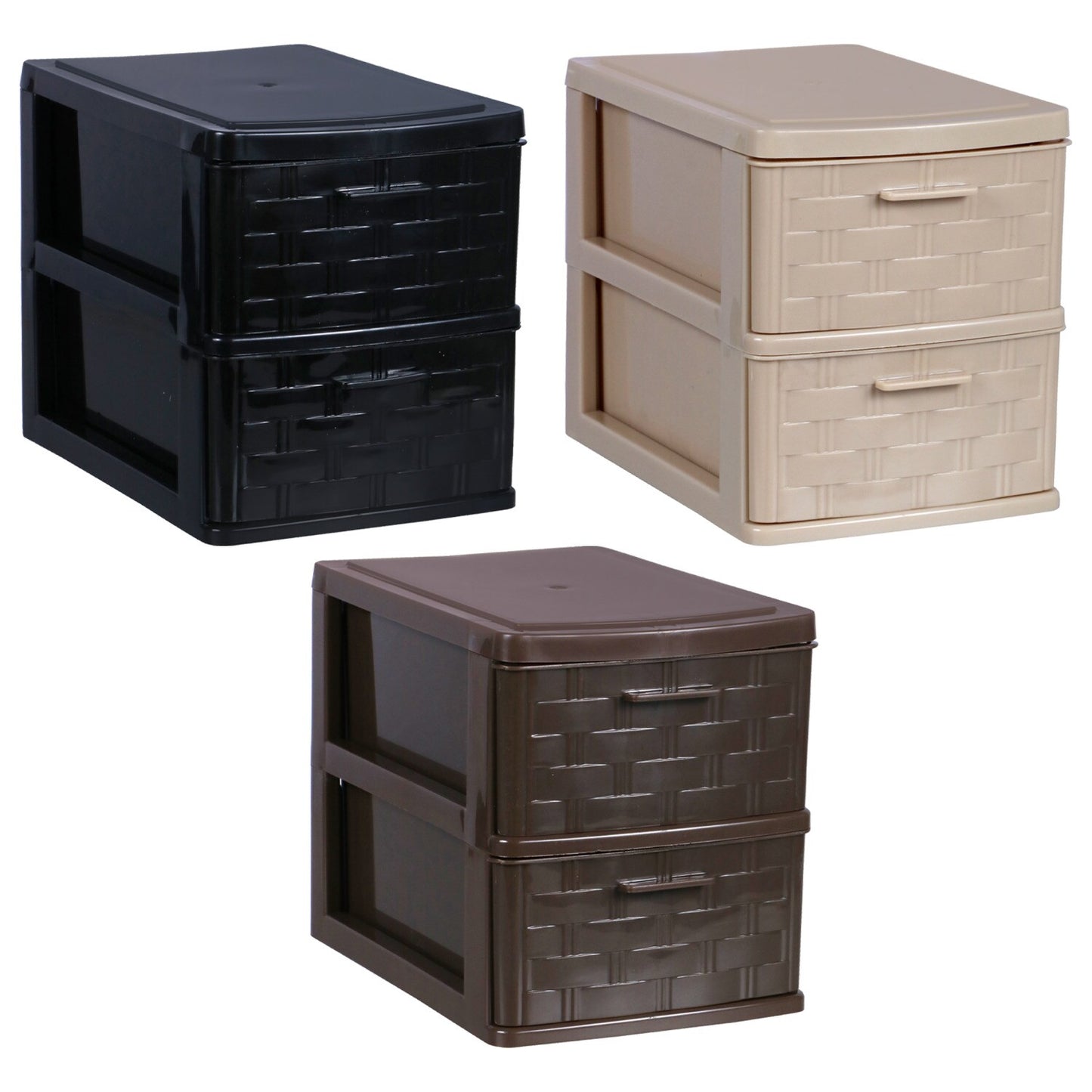 2-Tiered Rattan Pattern Plastic Drawers (Pack of 24)