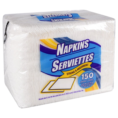 1-ply Super Absorbent White Paper Party Napkins, 150-ct. Packs (Pack of 27)